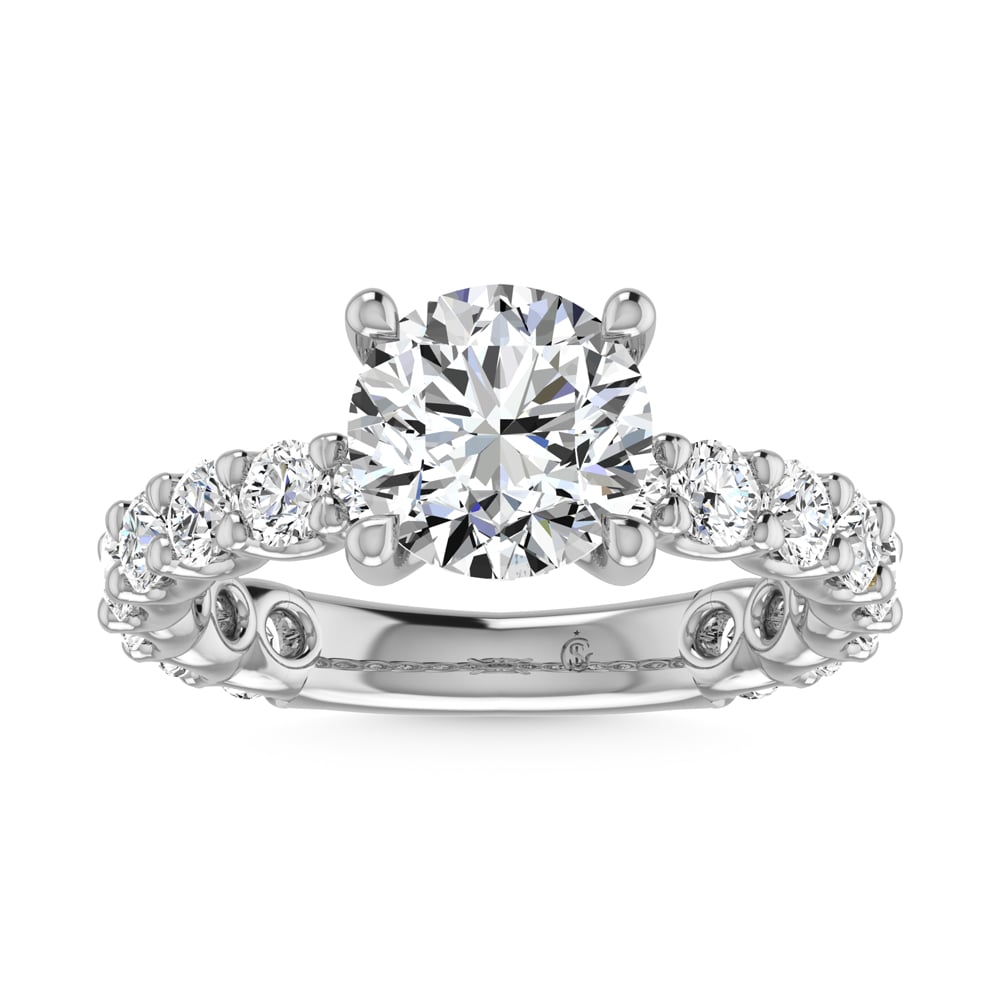 14K White Gold Lab Grown Diamond 5 3/8 Ct.Tw. Round Shape Three Forth Engagement Ring (IGI Certified Center 4CT)