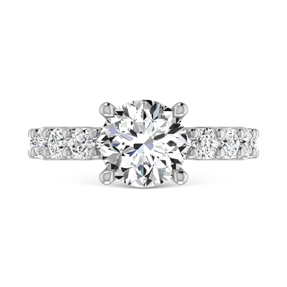 14K White Gold Lab Grown Diamond 5 3/8 Ct.Tw. Round Shape Three Forth Engagement Ring (IGI Certified Center 4CT)
