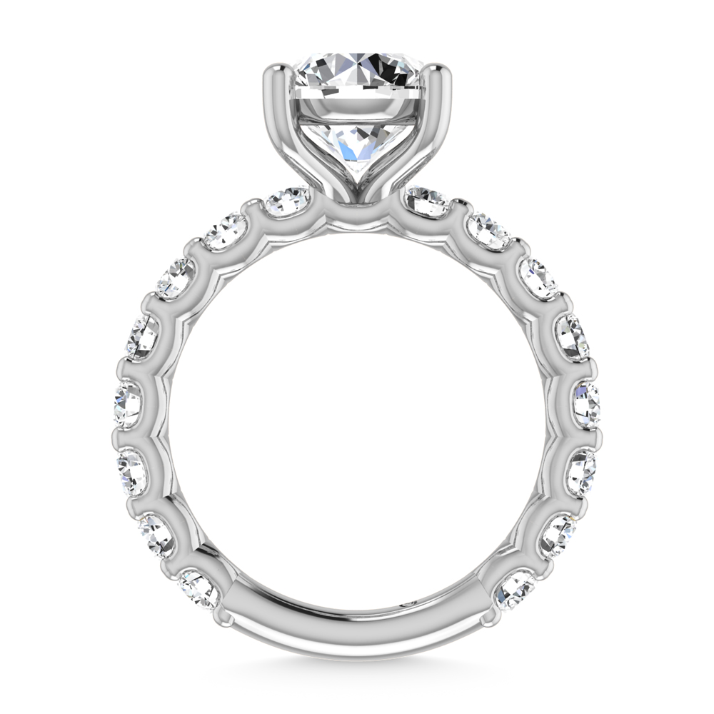 14K White Gold Lab Grown Diamond 5 3/8 Ct.Tw. Round Shape Three Forth Engagement Ring (IGI Certified Center 4CT)