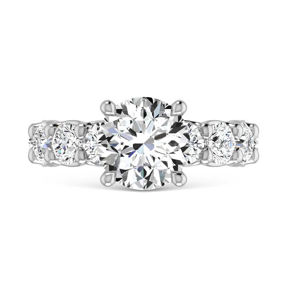 14K White Gold Lab Grown Diamond 9 1/3 Ct.Tw. Round Shape Three Forth Engagement Ring (IGI Certified Center 4CT)