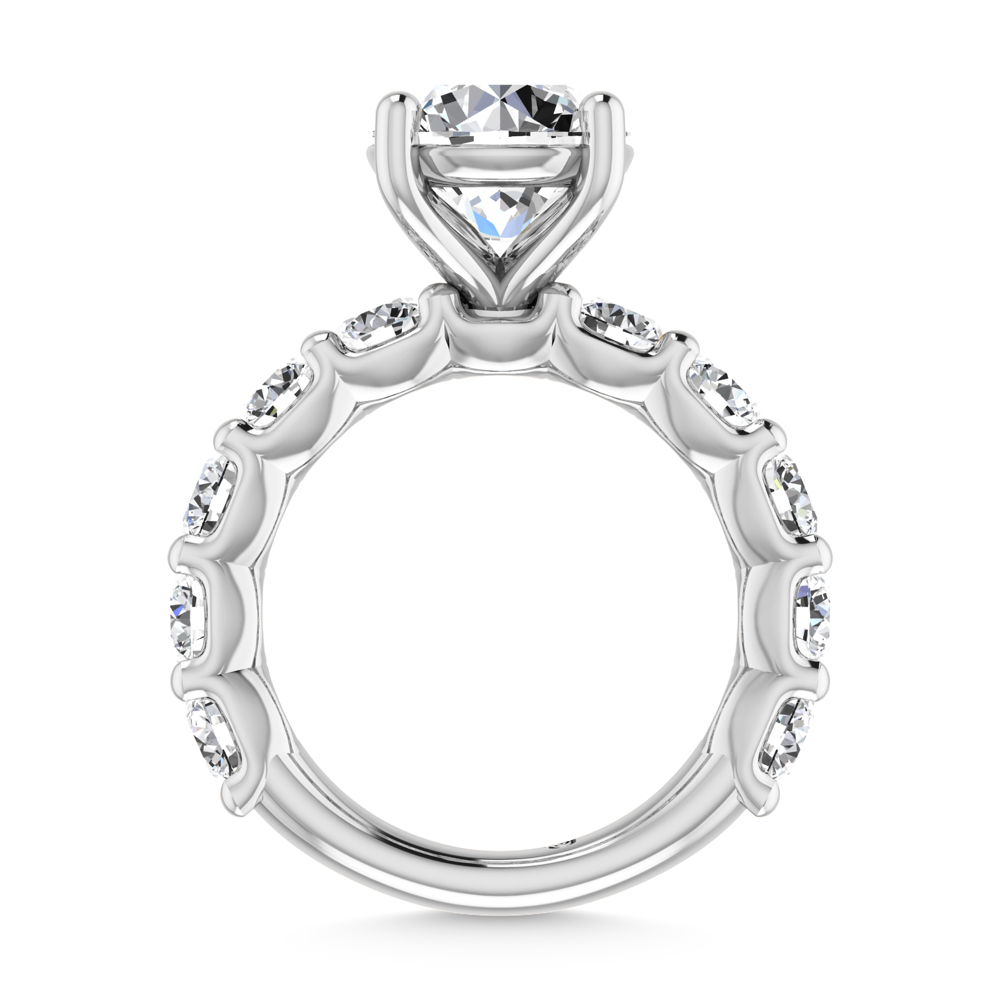 14K White Gold Lab Grown Diamond 9 1/3 Ct.Tw. Round Shape Three Forth Engagement Ring (IGI Certified Center 4CT)