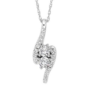 14K TWOgether Two Diamond Pendant 1.00 ctw