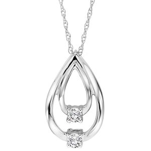 10K TWOgether Two Diamond Pendant 1/10 ctw