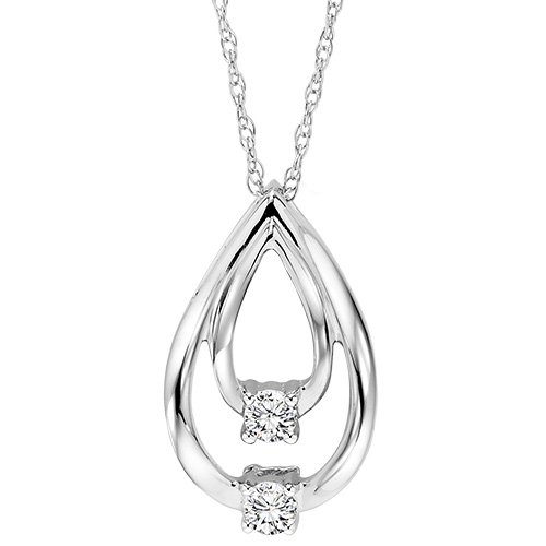 10K TWOgether Two Diamond Pendant 1/10 ctw