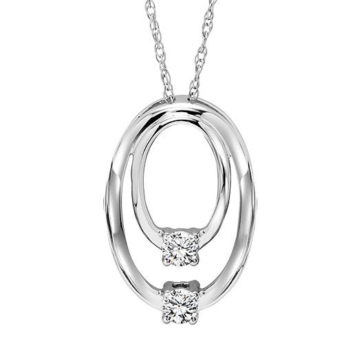 10K TWOgether Two Diamond Pendant 1/10 ctw