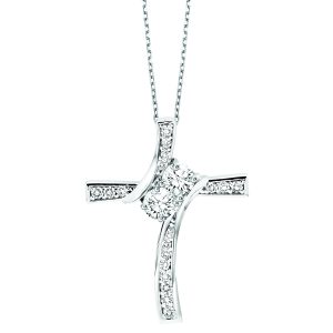 14K TWOgether Two Diamond Pendant 1/2 ctw