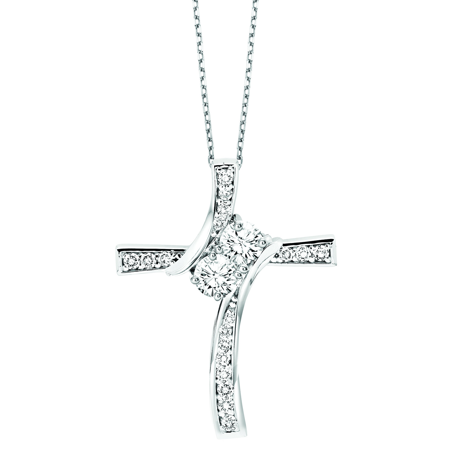 14K TWOgether Two Diamond Pendant 3/4 ctw