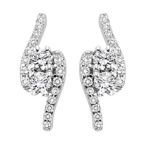 14K TWOgether Two Diamond Earrings 1.00 ctw