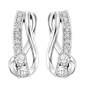 14K TWOgether Two Diamond Earrings 1/3 ctw