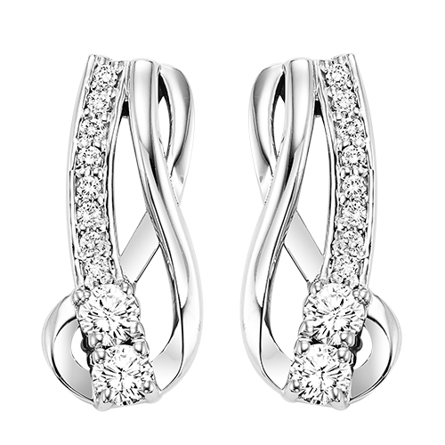 14K TWOgether Two Diamond Earrings 1/3 ctw