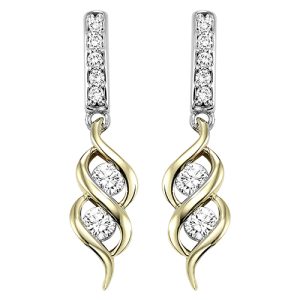 14K TWOgether Two Diamond Earrings 1/3 ctw