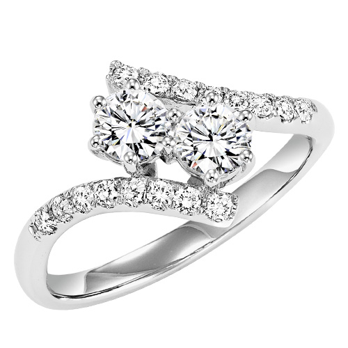 14K TWOgether Two Diamond Ring 3/4 ctw