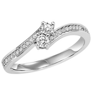 14K TWOgether Two Diamond Ring 3/4 ctw