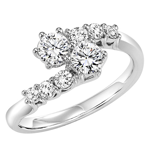 14K TWOgether Two Diamond Ring 1.00 ctw