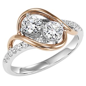 14K TWOgether Two Diamond Ring 1/2 ctw