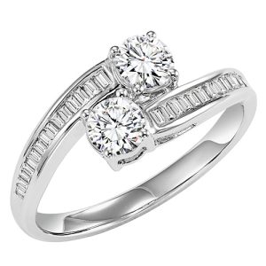 14K TWOgether Two Diamond Ring 1/2 ctw