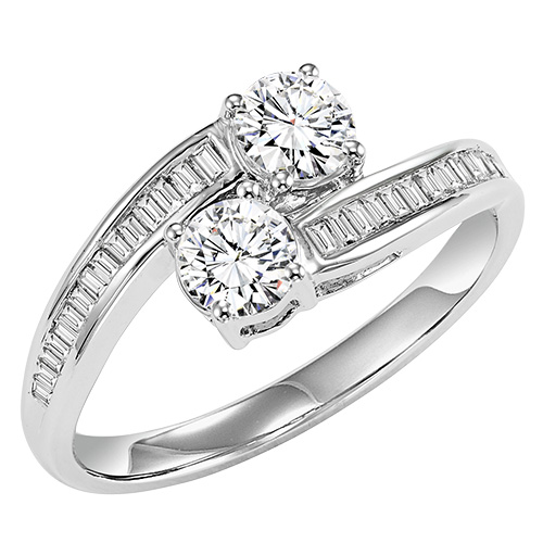 14K TWOgether Two Diamond Ring 1/2 ctw