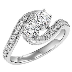 14K TWOgether Two Diamond Ring 1/2 ctw