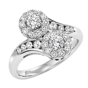14K TWOgether Two Diamond Ring 1/2 ctw