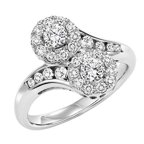 14K TWOgether Two Diamond Ring 1/2 ctw