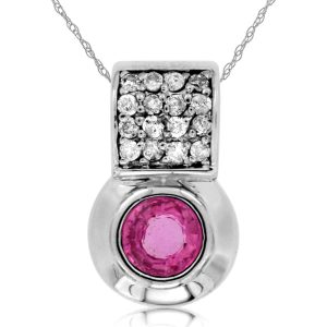 DIAMOND &PINK SAPPHIRE PENDANT