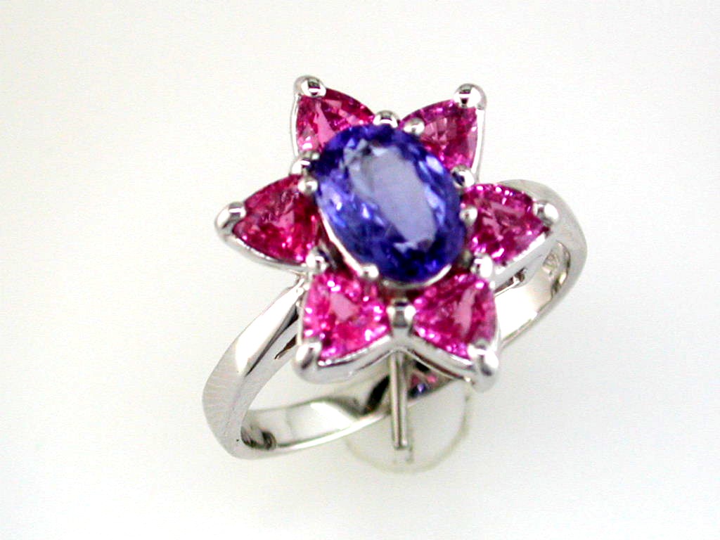 PINK SAPPHIRE & TANZANIRE RING