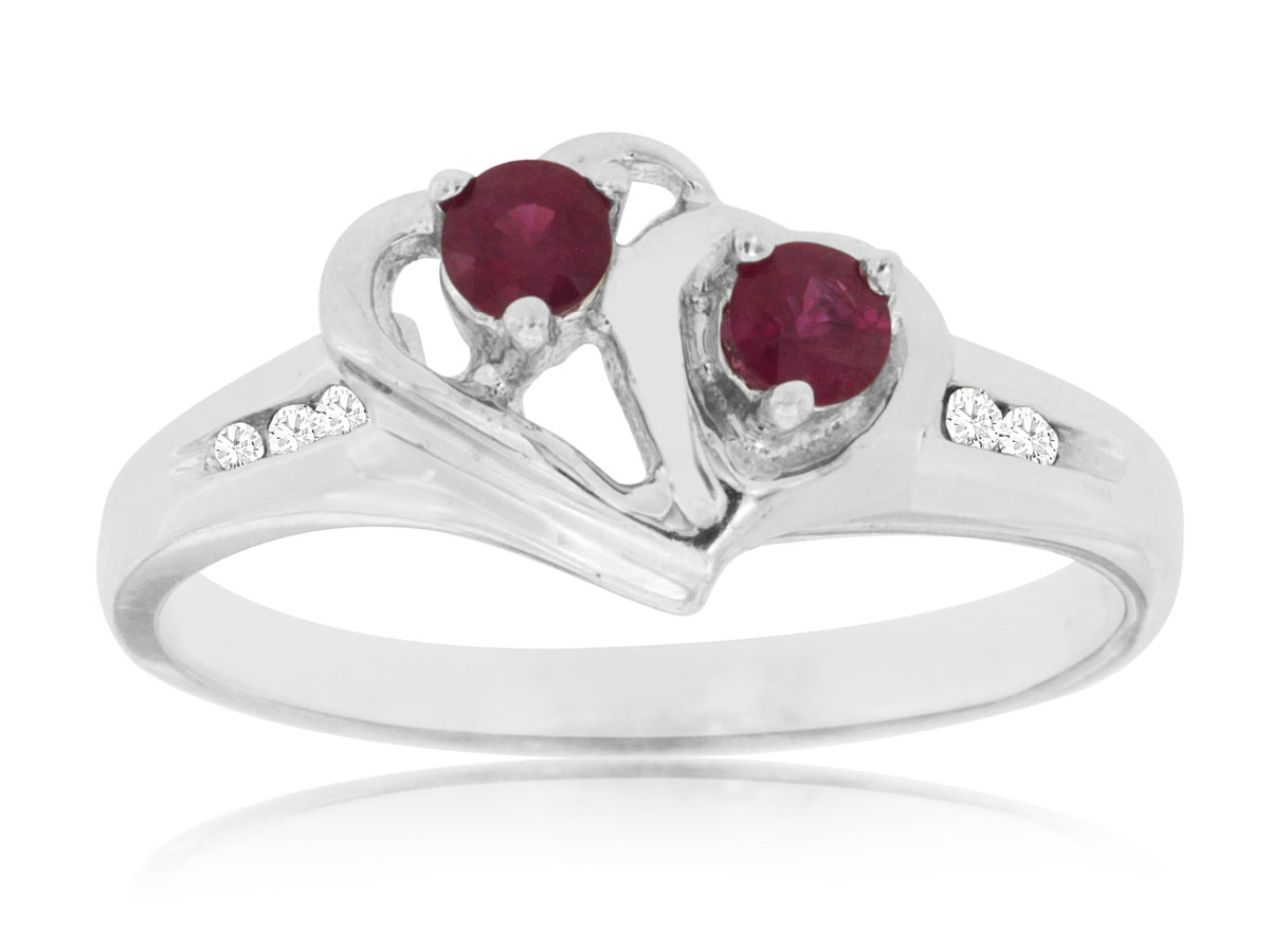 RUBY & DIAMOND HEART RING