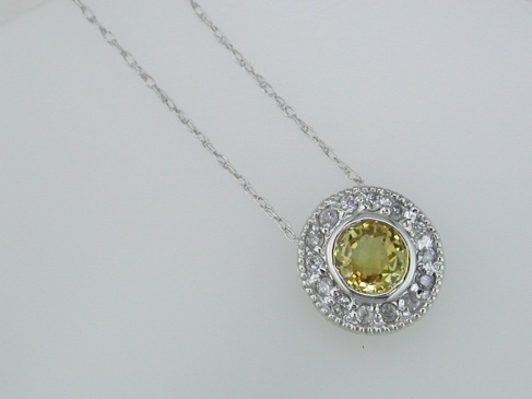 YELLOW SP & DIAMOND NECKLACE