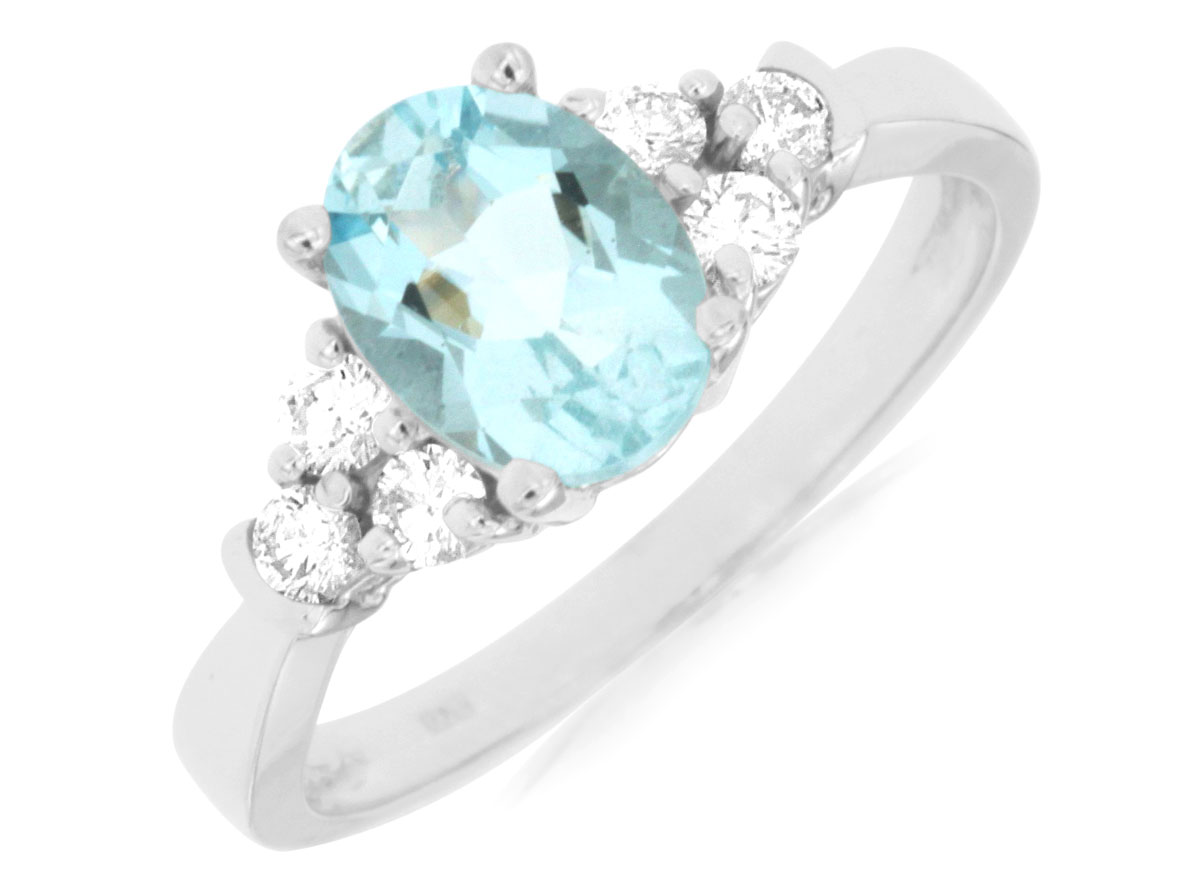AQUAMARINE & DIAMOND RING