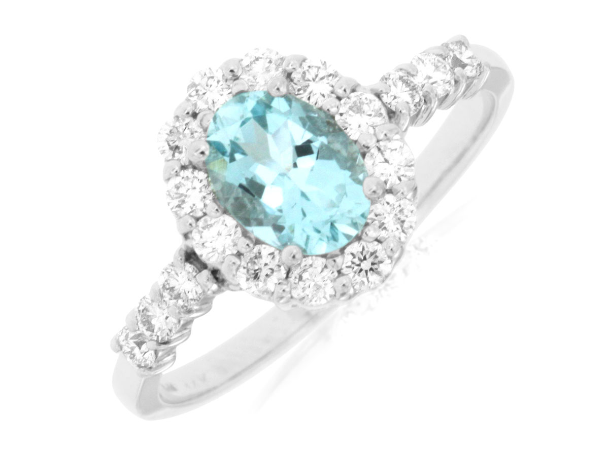 AQUAMARINE & DIAMOND RING