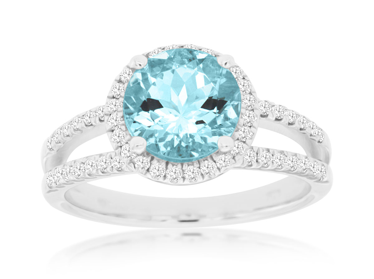 AQUAMARINE & DIAMOND RING