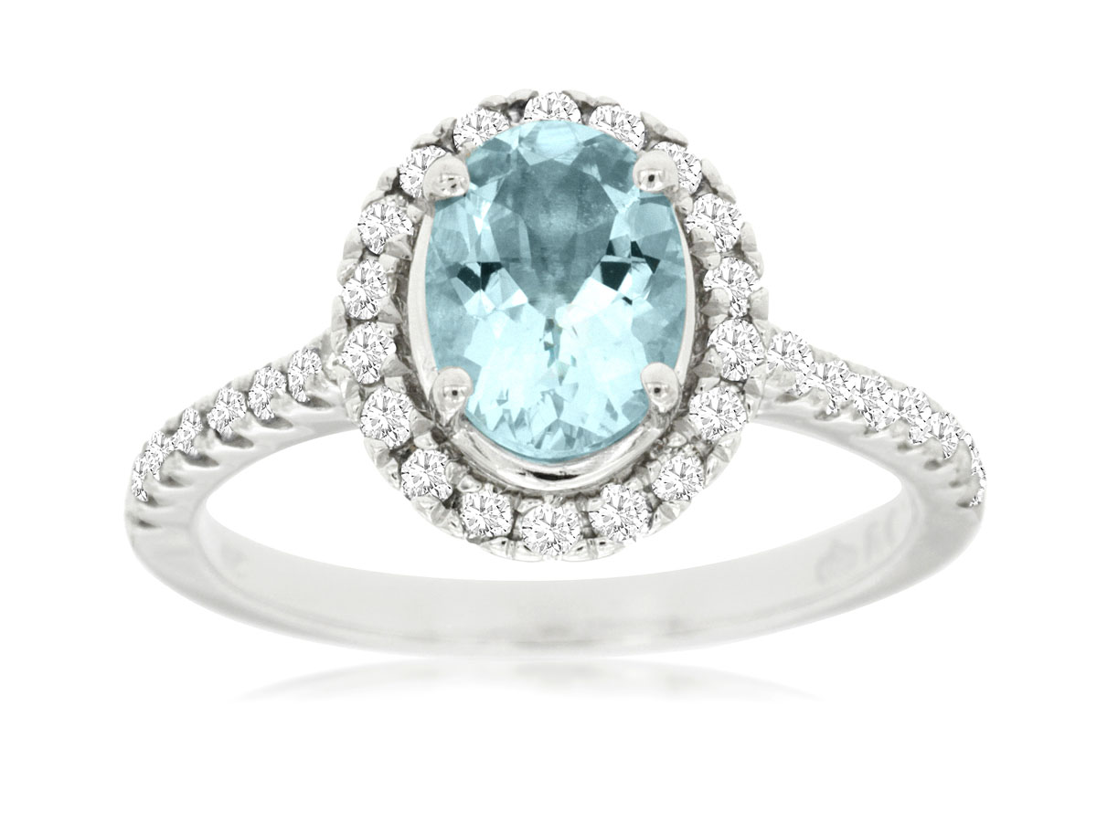 AQUAMARINE & DIAMOND RING