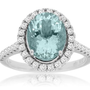 AQUAMARINE & DIAMOND RING