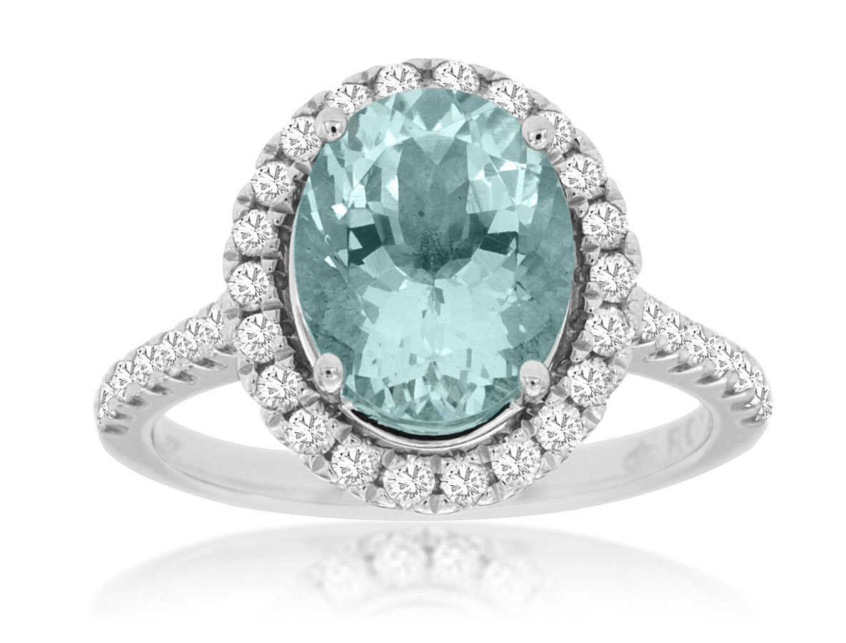 AQUAMARINE & DIAMOND RING