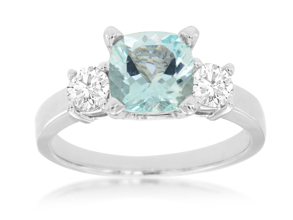 AQUAMARINE & DIAMOND RING