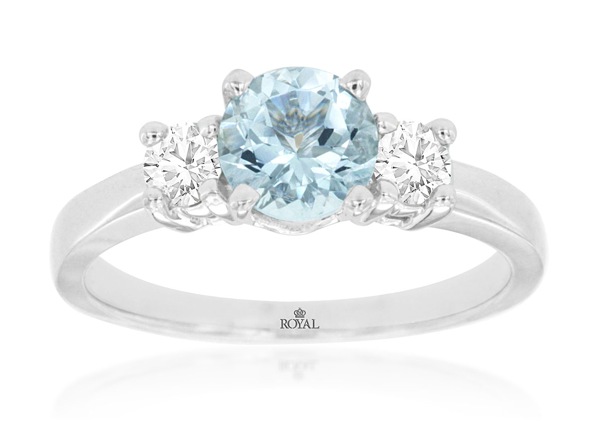 AQUAMARINE & DIAMOND RING