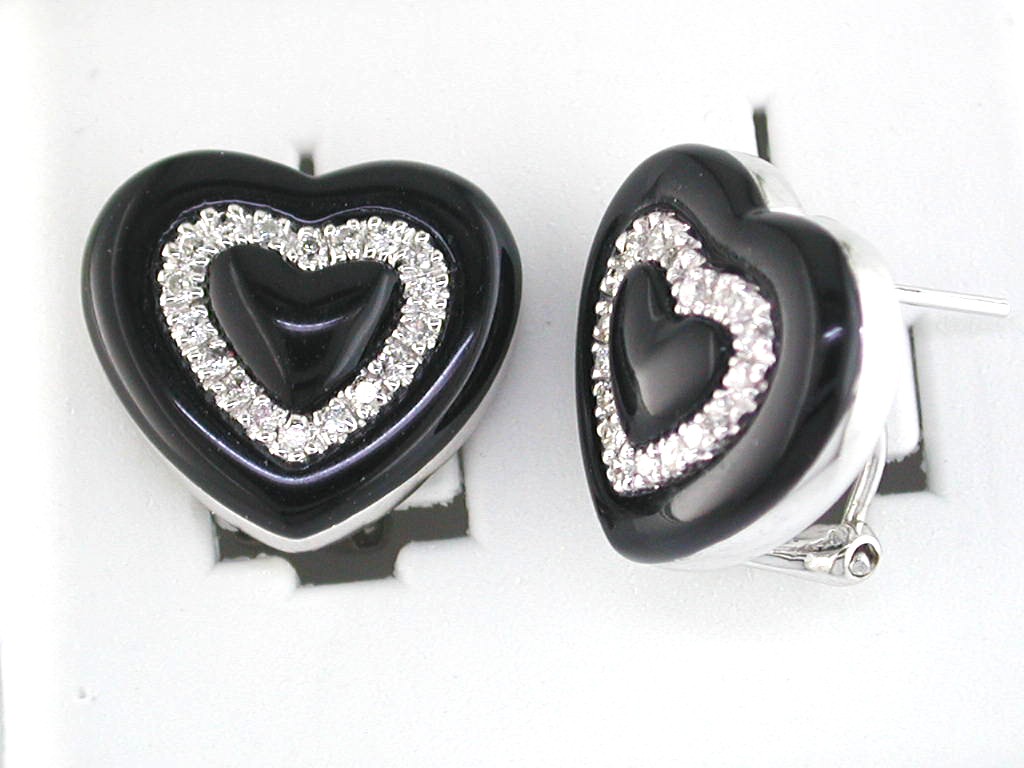 ONYX & DIAMOND EARRING