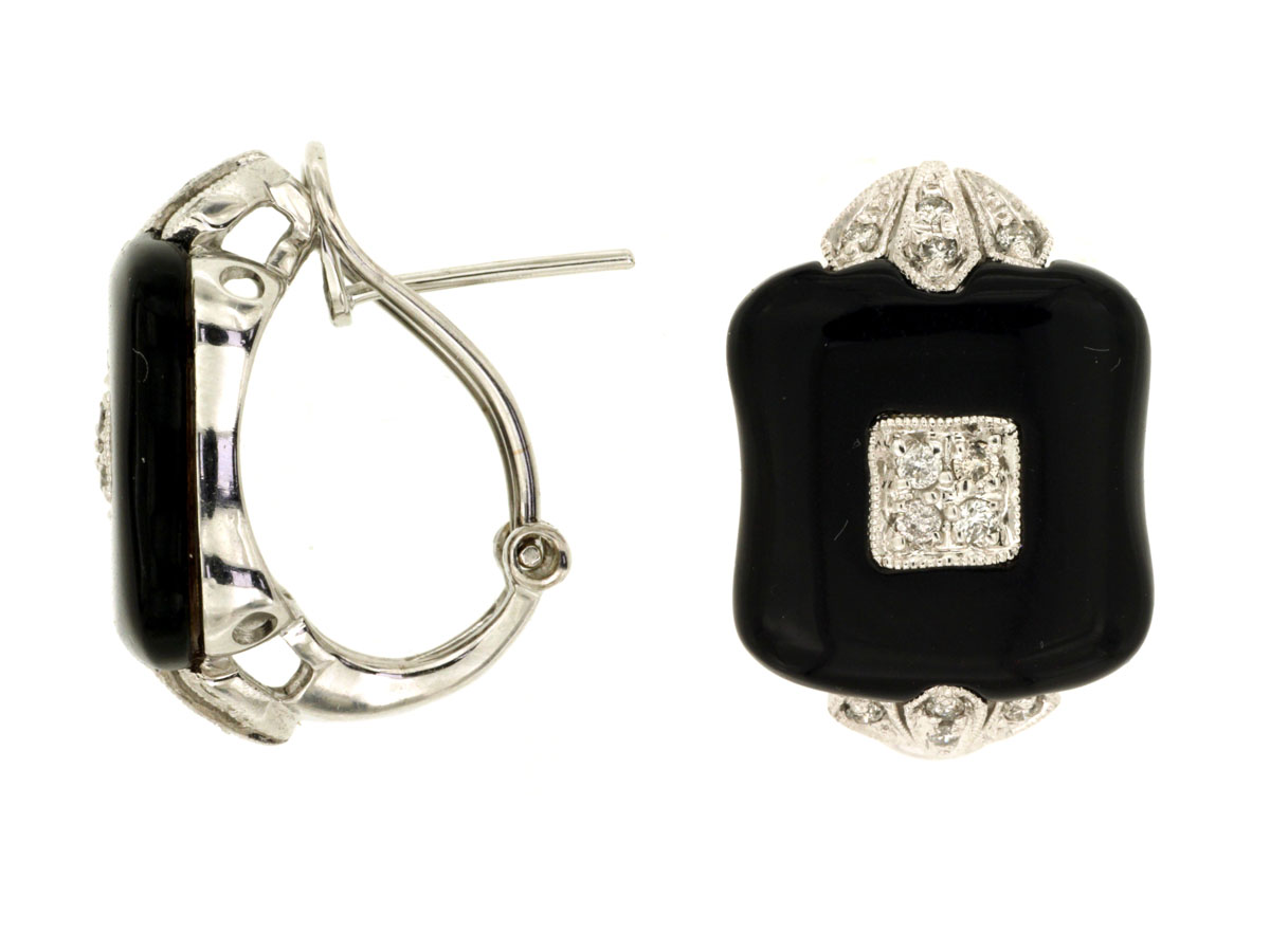 ONYX & DIAMOND EARRING