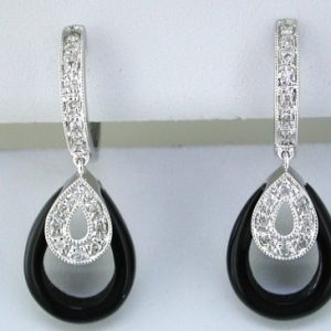 ONYX & DIAMOND EARRING