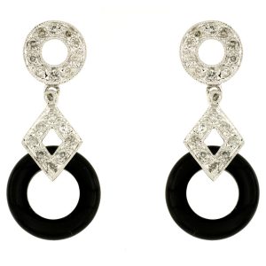 ONYX & DIAMOND EARRING