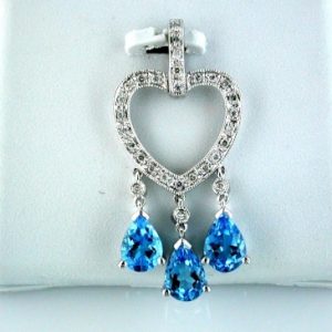 BLUE TOPAZ & DIAMOND PENDANT