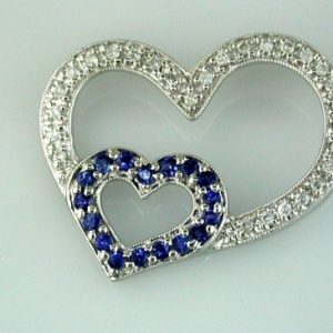 SAPPHIRE & DIA HEART PENDANT