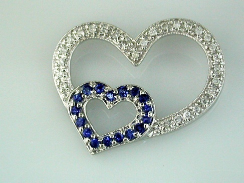 SAPPHIRE & DIA HEART PENDANT