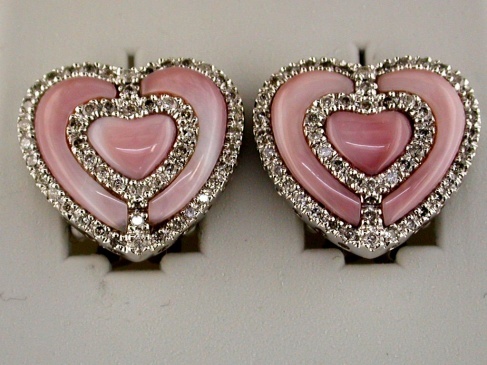 PINK M/P & DIA HEART EARRING