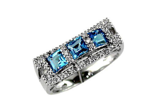 BLUE TOPAZ & DIAMOND RING