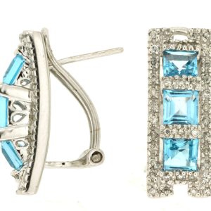 BLUE TOPAZ & DIAMOND EARRING