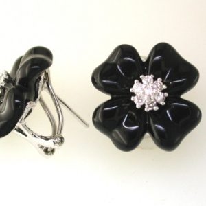 DIAMOND & BLACK ONYX EARRING