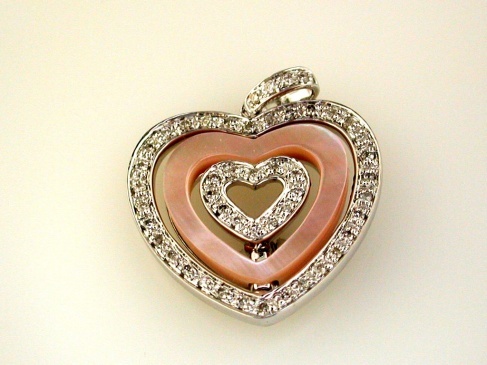 PINK M/P & DIA HEART PENDANT