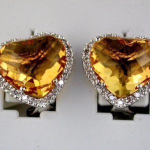CITRINE & DIA HEART EARRING