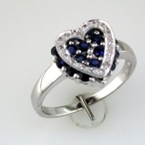 SAPPHIRE & DIA HEART RING